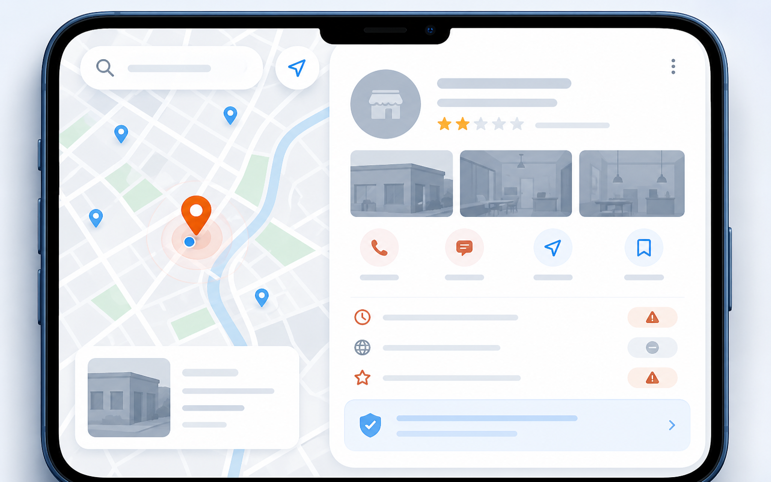 Visualisatie van een zwak Google Maps signaal